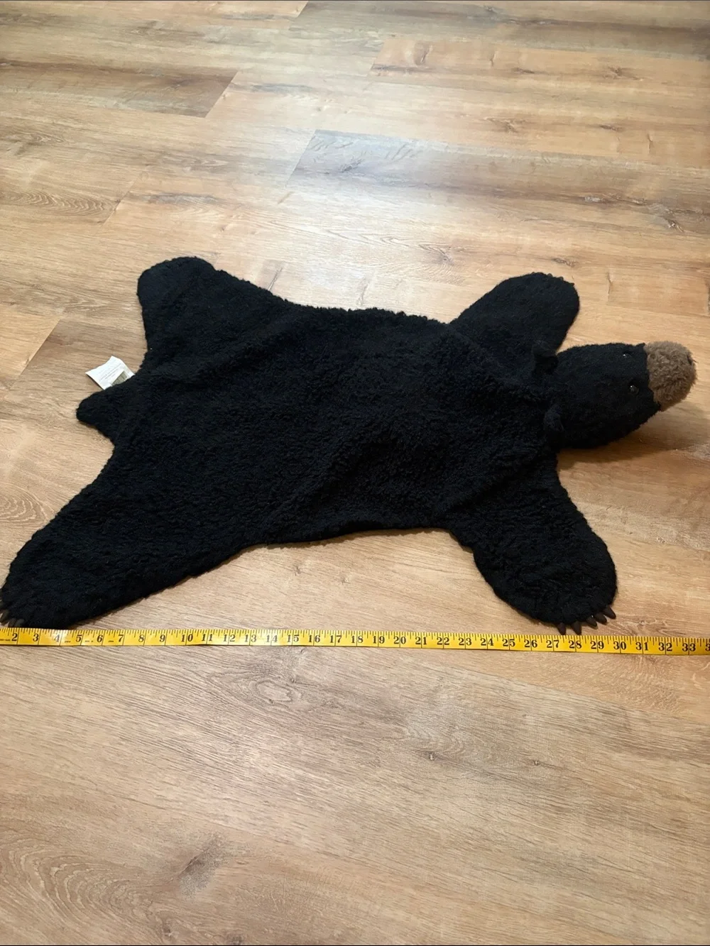 Adorable Black Plush Bear Plush Rug Cabin Decor
